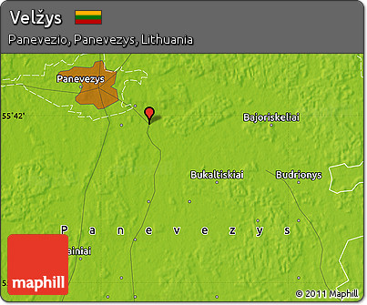 Physical Map of Velžys