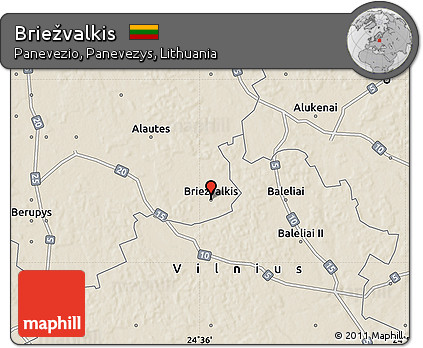 Shaded Relief Map of Briežvalkis