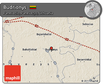 Shaded Relief Map of Budrionys
