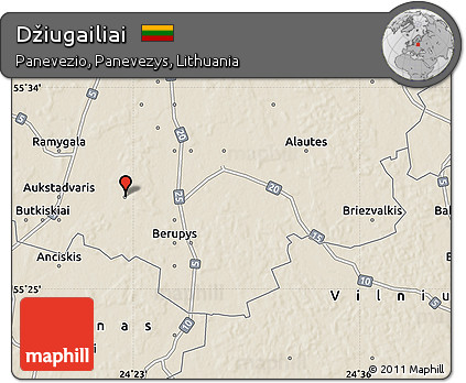 Shaded Relief Map of Džiugailiai