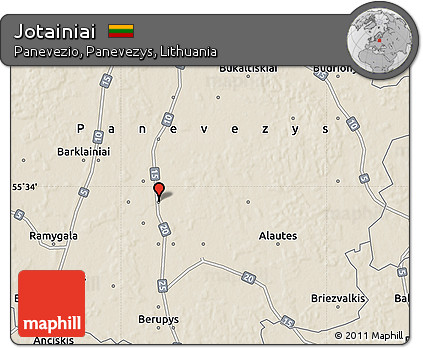 Shaded Relief Map of Jotainiai