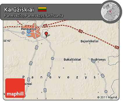 Shaded Relief Map of Karūžiškiai