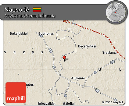 Shaded Relief Map of Nausodė