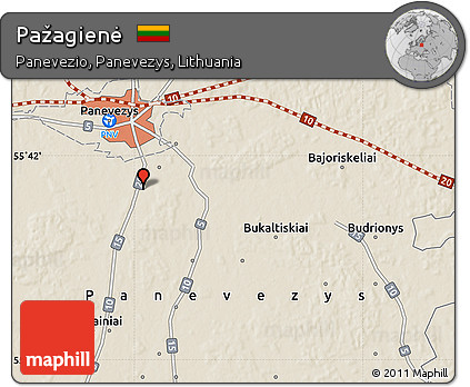 Shaded Relief Map of Pažagienė