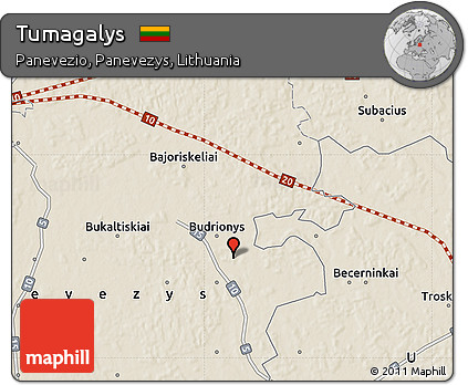 Shaded Relief Map of Tumagalys