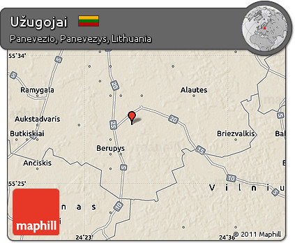 Shaded Relief Map of Užugojai