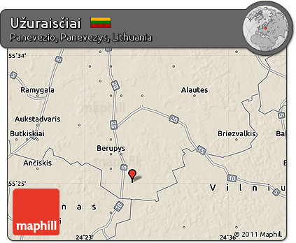 Shaded Relief Map of Užuraisčiai
