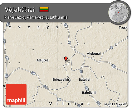Shaded Relief Map of Vėjeliškiai