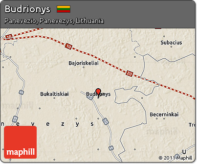 Shaded Relief Map of Budrionys