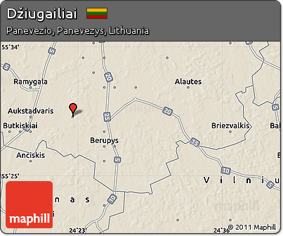 Shaded Relief Map of Džiugailiai