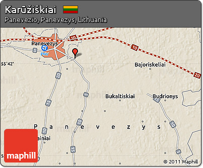 Shaded Relief Map of Karūžiškiai