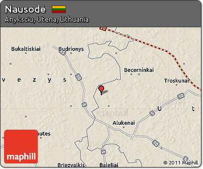 Shaded Relief Map of Nausodė