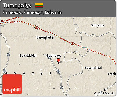 Shaded Relief Map of Tumagalys