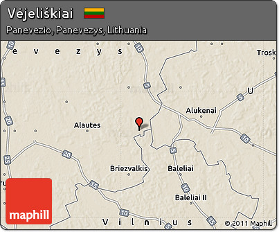 Shaded Relief Map of Vėjeliškiai