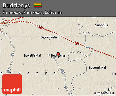 Shaded Relief Map of Budrionys