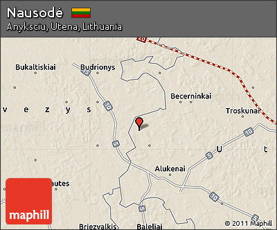 Shaded Relief Map of Nausodė