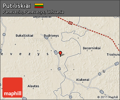 Shaded Relief Map of Putiliškiai