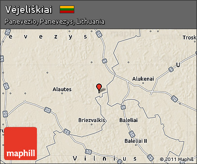 Shaded Relief Map of Vėjeliškiai