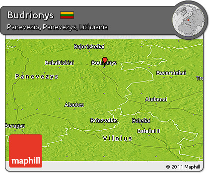 Physical Panoramic Map of Budrionys