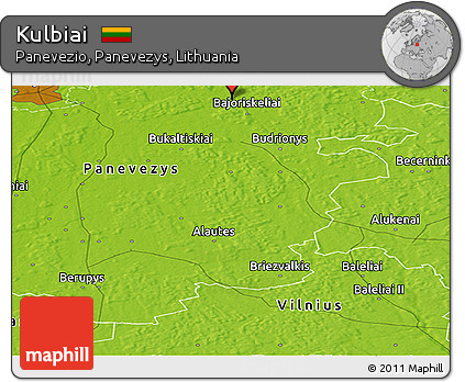Physical Panoramic Map of Kulbiai