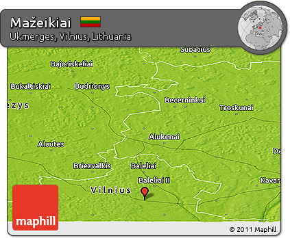 Physical Panoramic Map of Mažeikiai