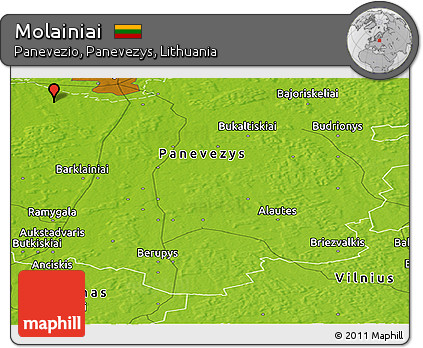 Physical Panoramic Map of Molainiai