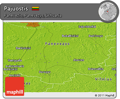 Physical Panoramic Map of Pajuostis