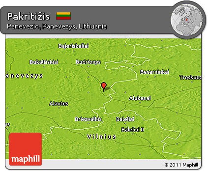 Physical Panoramic Map of Pakritižis