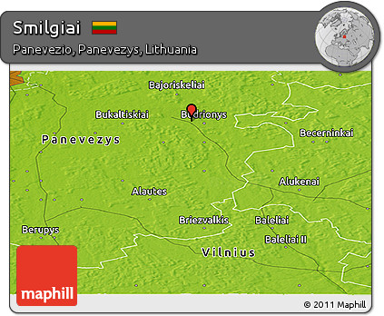 Physical Panoramic Map of Smilgiai