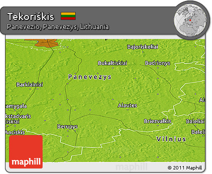 Physical Panoramic Map of Tekoriškis