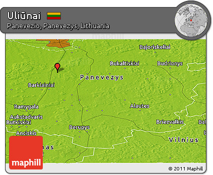 Physical Panoramic Map of Uliūnai