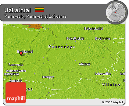 Physical Panoramic Map of Užkalniai