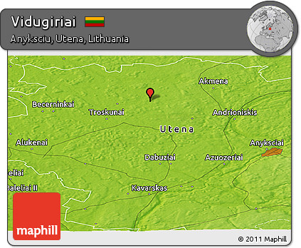 Physical Panoramic Map of Vidugiriai