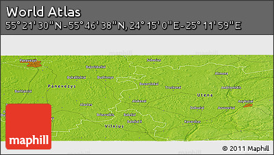 Physical Panoramic Map of the Area around 55° 34' 4" N, 24° 43' 30" E