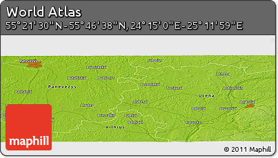 Physical Panoramic Map of the Area around 55° 34' 4" N, 24° 43' 30" E