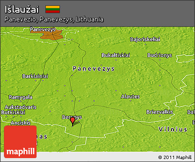 Physical Panoramic Map of Išlaužai