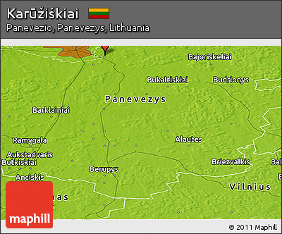 Physical Panoramic Map of Karūžiškiai