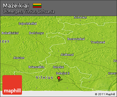 Physical Panoramic Map of Mažeikiai