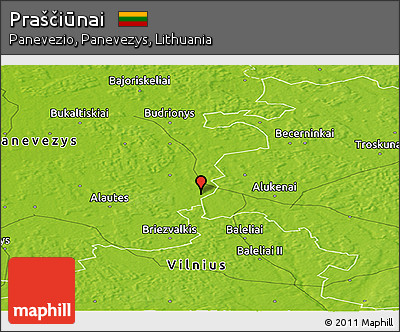 Physical Panoramic Map of Praščiūnai