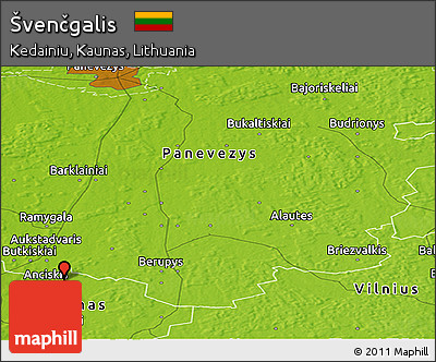 Physical Panoramic Map of Švenčgalis