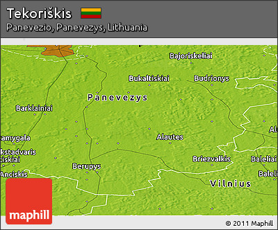Physical Panoramic Map of Tekoriškis