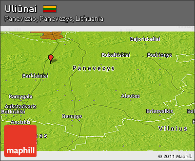 Physical Panoramic Map of Uliūnai