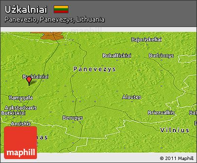 Physical Panoramic Map of Užkalniai