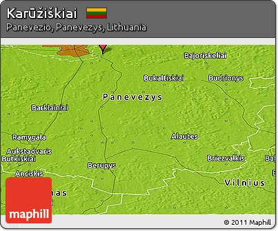 Physical Panoramic Map of Karūžiškiai