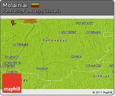 Physical Panoramic Map of Molainiai