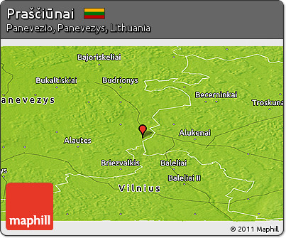 Physical Panoramic Map of Praščiūnai
