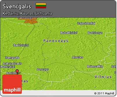 Physical Panoramic Map of Švenčgalis