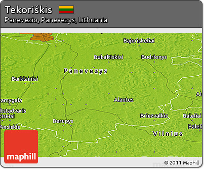 Physical Panoramic Map of Tekoriškis