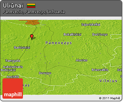 Physical Panoramic Map of Uliūnai