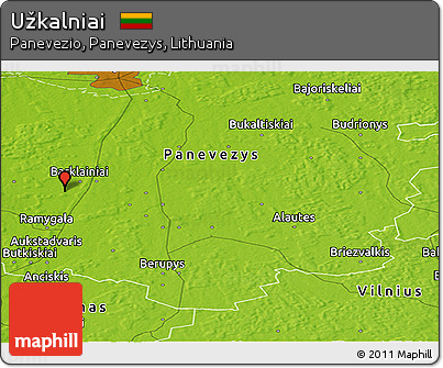 Physical Panoramic Map of Užkalniai